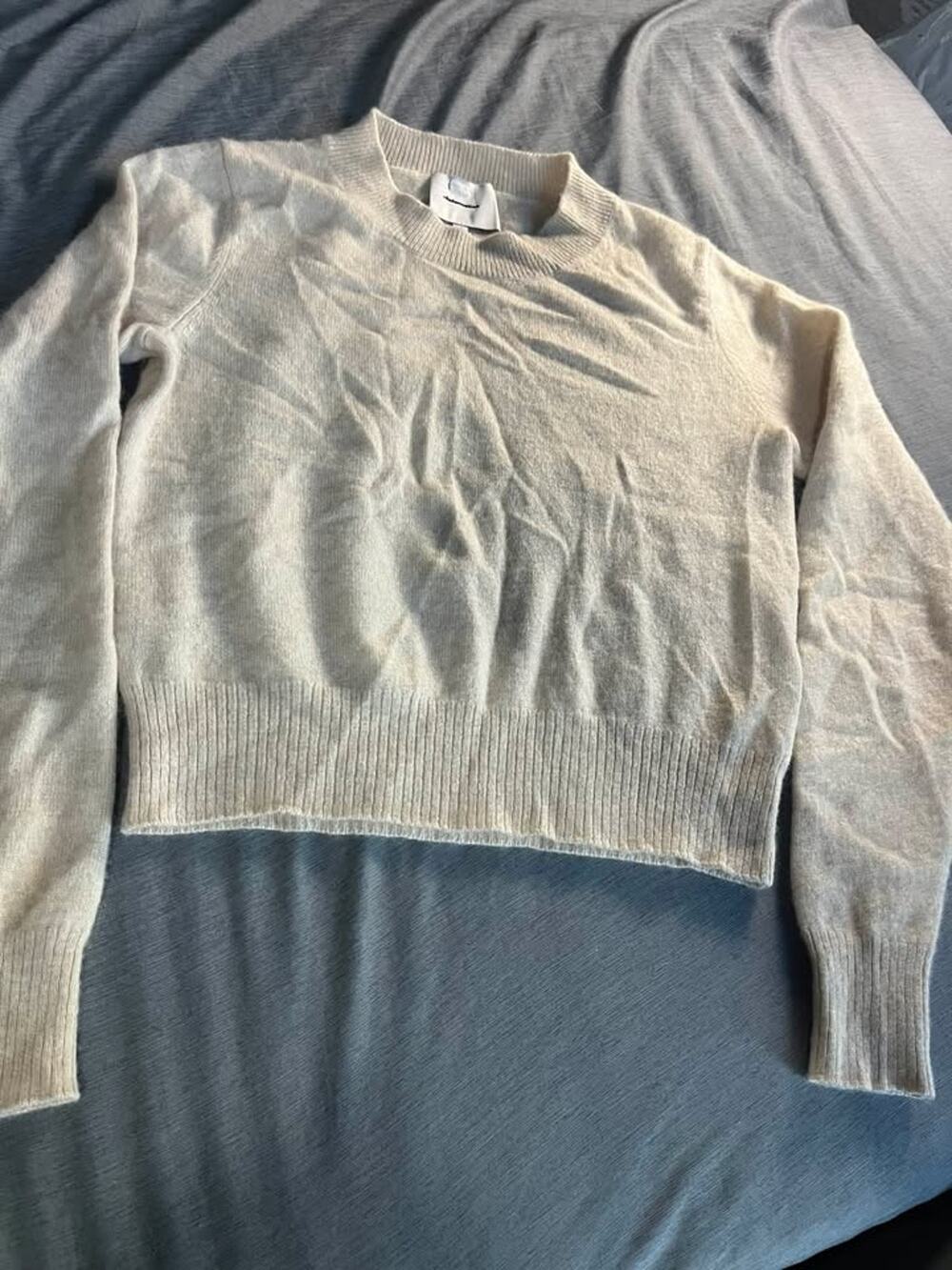 Reformation Beige Cashmere Crewneck Sweater Size S *read description